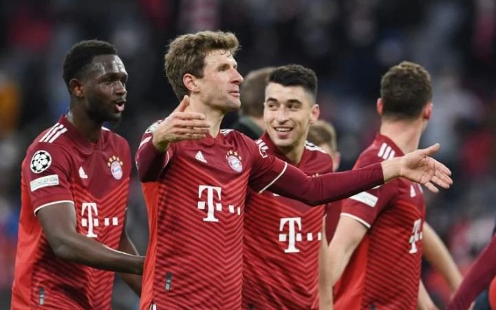 Selebrasi Thomas Muller setelah mencetak gol