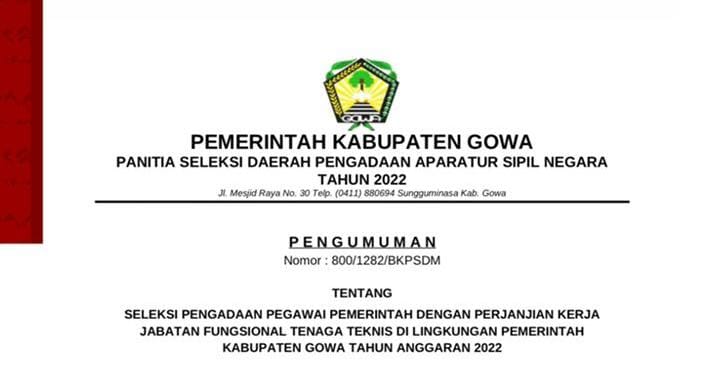 Pemkab Gowa Buka Pendaftaran Pppk Didominasi Posisi Guru Benuanta