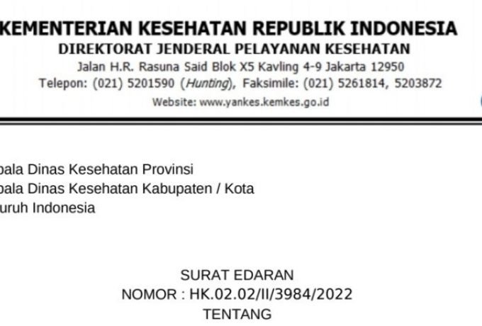 Surat edaran Kemenkes