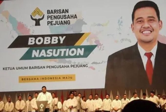 DEKLARASI : Bobby Nasution saat melakukan deklarasi relawan Prabowo – Gibran, beberapa waktu lalu.