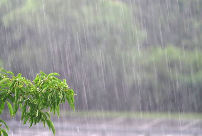 parking lot in the heavy rain in summer thunderstorm